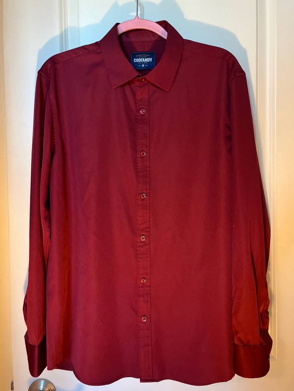 Men's Burgundy Button-Up Dress Shirt